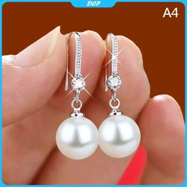 Bông tai DCP màu đỏ trắng ngọc trai thả nhẹ, phù hợp đám cưới, đính hôn và quà Valentine 12