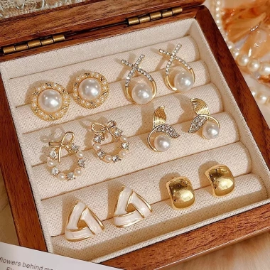Bông tai đuôi cá nơ ngọc trai retro thời trang, thanh lịch - Giá chỉ 50.760₫