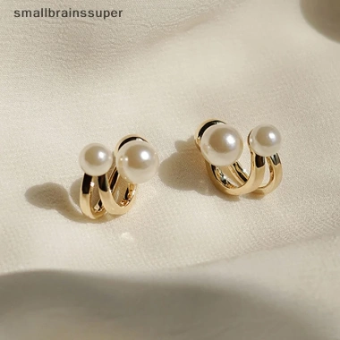 Bông Tai Hạt Ngọc Trai Đôi Smallbrainssuper Thời Trang Hàn Quốc Giá Rẻ cho Nữ 38.500₫