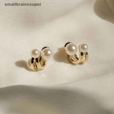 Bông Tai Hạt Ngọc Trai Đôi Smallbrainssuper Thời Trang Hàn Quốc Giá Rẻ cho Nữ 38.500₫