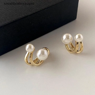 Bông Tai Hạt Ngọc Trai Đôi Smallbrainssuper Thời Trang Hàn Quốc Giá Rẻ cho Nữ 38.500₫