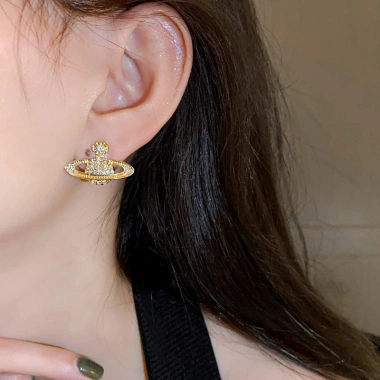 Bông tai hình sao Thổ Kim cương - Trang sức nữ thanh lịch, giá ưu đãi 35.720₫