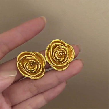 Bông tai hoa hồng vàng vintage cao cấp – Tinh tế, đẹp cho ngày thường & quà tặng 4