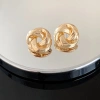 Bông tai hoa kim loại Pháp retro thanh lịch, trang sức cao cấp cho nữ, chỉ 18.800₫ 4