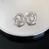 Bông tai hoa kim loại Pháp retro thanh lịch, trang sức cao cấp cho nữ, chỉ 18.800₫ 7