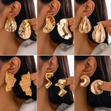 Bông Tai Hợp Kim Gợn Sóng Nơ Thiết Kế Châu Âu Mỹ, Giá 40.000 VND 3 Bông Tai Hợp Kim Gợn Sóng Nơ Thiết Kế Châu Âu Mỹ, Giá 40.000 VND 3