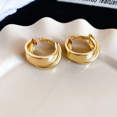 Bông tai kim loại hình chữ C tối giản thanh lịch cho nữ Trang sức hàng ngày