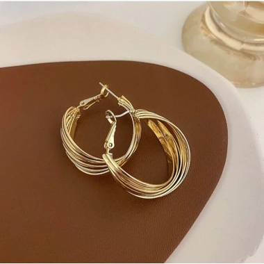Bông tai kim loại xoắn phong cách Hàn Quốc cá tính, dễ phối đồ - giá 30.000₫