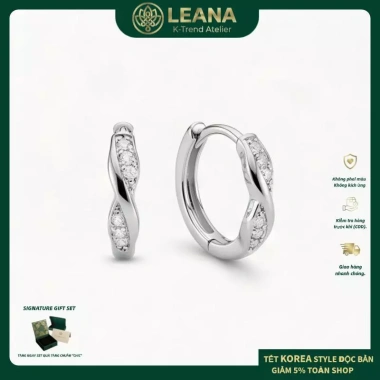 Bông tai Leana xoắn lấp lánh zirconia, phụ kiện thời trang nữ, giá ưu đãi 427.900₫