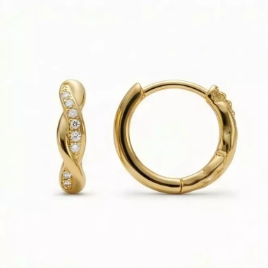 Bông tai Leana xoắn lấp lánh zirconia, phụ kiện thời trang nữ, giá ưu đãi 427.900₫