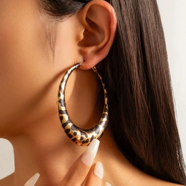 Bông Tai Màu Da Báo Kiểu To BT7 - Thiết Kế Sang Trọng, Giảm Giá Đặc Biệt 84.600₫