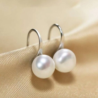 Bông Tai Móc Câu Bạc 925 Đính Ngọc Trai Hạt 9ly - Ngọc Trai Trường Thịnh, 426k