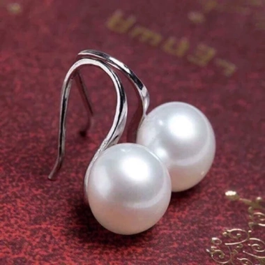 Bông Tai Móc Câu Bạc 925 Đính Ngọc Trai Hạt 9ly - Ngọc Trai Trường Thịnh, 426k