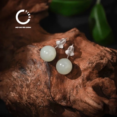 Bông Tai Ngọc Hòa Điền Thiên Nhiên Tân Cương YZXQ - Ngọc Nhu Hòa, Mã E4HY, Giá ưu đãi 478.800 VND
