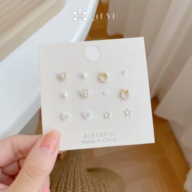 Bông Tai Ngọc Trai Hàn Quốc Thời Trang Set 1 - Giá 32.010đ Khuyến Mãi