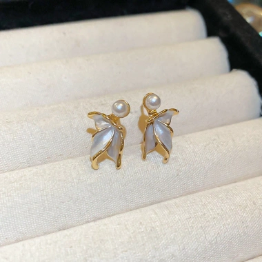 Bông tai ngọc trai nữ thiết kế cánh hoa thanh lịch – thời trang sang trọng, giá chỉ 37.600 VND 6