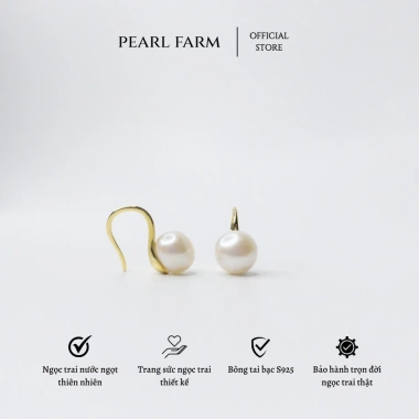 Bông Tai Ngọc Trai Nước Ngọt Dáng Gót Hài Bạc S925 - Pearl Farm Giá 415.000 đ giảm 99.600 đ
