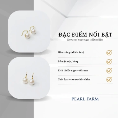 Bông Tai Ngọc Trai Nước Ngọt Dáng Gót Hài Bạc S925 - Pearl Farm Giá 415.000 đ giảm 99.600 đ