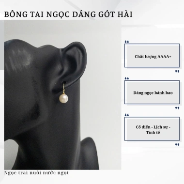 Bông Tai Ngọc Trai Nước Ngọt Dáng Gót Hài Bạc S925 - Pearl Farm Giá 415.000 đ giảm 99.600 đ