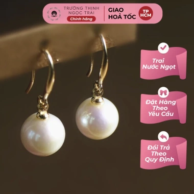 Bông Tai Ngọc Trai Tròn Đều 8ly - Hoa Tai Hạt Rơi Đẹp, Giá 762k Ngọc Trai Trường Thịnh 2