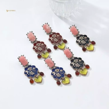 Bông tai nhựa trái tim retro phong cách dân tộc - Tinh tế, quyến rũ, thích hợp tiệc và quà tặng - Giá ưu đãi 97.570đ 2