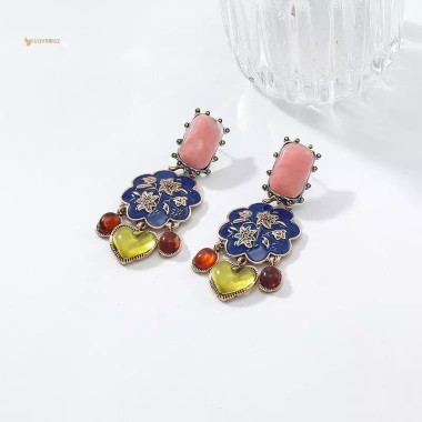 Bông tai nhựa trái tim retro phong cách dân tộc - Tinh tế, quyến rũ, thích hợp tiệc và quà tặng - Giá ưu đãi 97.570đ 7