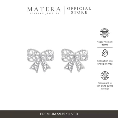 Bông tai Nơ ren MATERA khuyên bạc S925 ngọt ngào nữ tính MBT25 - Giá ưu đãi 612k