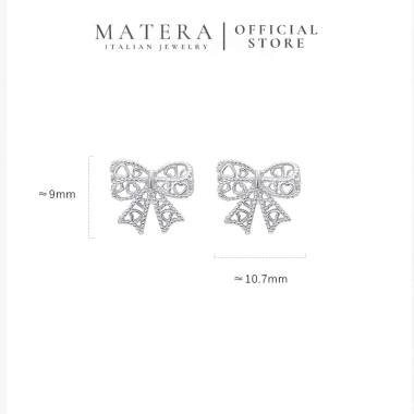 Bông tai Nơ ren MATERA khuyên bạc S925 ngọt ngào nữ tính MBT25 - Giá ưu đãi 612k