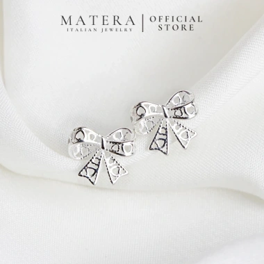 Bông tai Nơ ren MATERA khuyên bạc S925 ngọt ngào nữ tính MBT25 - Giá ưu đãi 612k