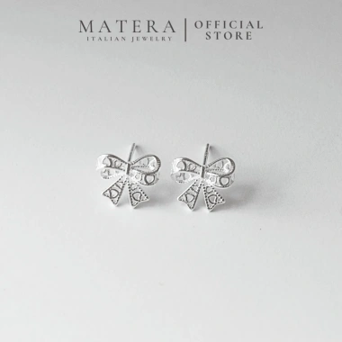 Bông tai Nơ ren MATERA khuyên bạc S925 ngọt ngào nữ tính MBT25 - Giá ưu đãi 612k