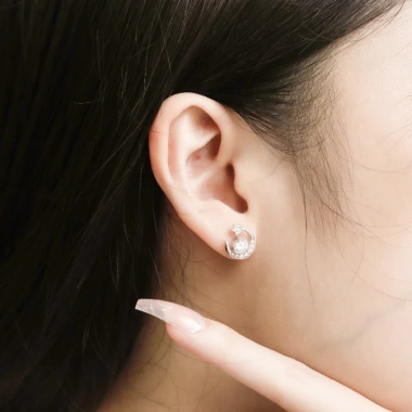 Bông tai nữ bạc kim Moissanite 5 ly - Kiểm định GRA LAVESTA KC78 Moon Star, giảm còn 680.000₫