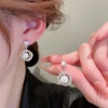 Bông Tai Nữ Bạc Zircon Siêu Flash Vòng Tròn Hoa Ngọc Trai Sang Trọng Cá Tính