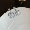Bông Tai Nữ Bạc Zircon Siêu Flash Vòng Tròn Hoa Ngọc Trai Sang Trọng Cá Tính 3