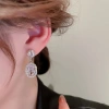 Bông Tai Nữ Bạc Zircon Siêu Flash Vòng Tròn Hoa Ngọc Trai Sang Trọng Cá Tính 6