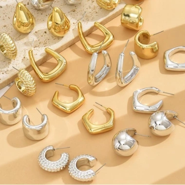 Bông Tai Nữ Bản To Dày Nhựa - Phong Cách Cá Tính Âu Mỹ, Đi Chơi & Tiệc, 22.500₫ 2