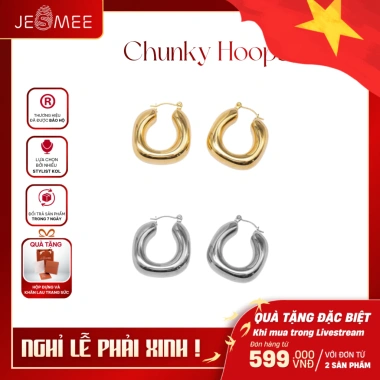Bông tai nữ Chunky Hoops Jesmee titanium kích to, thiết kế đơn giản - 319.000₫
