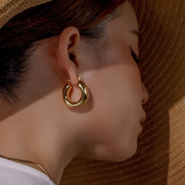 Bông tai nữ Chunky Hoops Jesmee titanium kích to, thiết kế đơn giản - 319.000₫