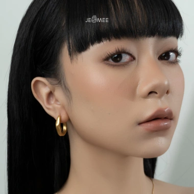 Bông tai nữ Clay Hoops Jesmee thiết kế độc đáo titanium mạ vàng - Giá 219.000₫