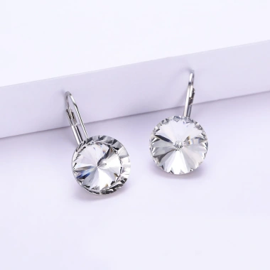 Bông tai nữ đính đá pha lê tròn lớn siêu lấp lánh - phong cách Hàn Quốc sang chảnh, tôn da, giá chỉ 69.300 VND