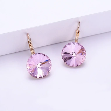 Bông tai nữ đính đá pha lê tròn lớn siêu lấp lánh - phong cách Hàn Quốc sang chảnh, tôn da, giá chỉ 69.300 VND
