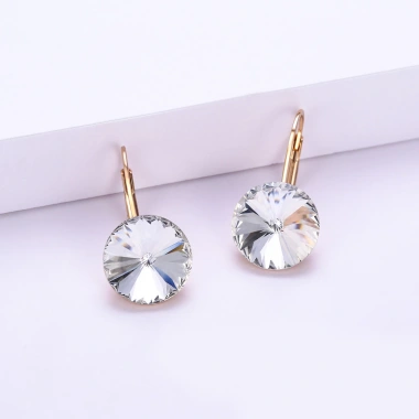 Bông tai nữ đính đá pha lê tròn lớn siêu lấp lánh - phong cách Hàn Quốc sang chảnh, tôn da, giá chỉ 69.300 VND