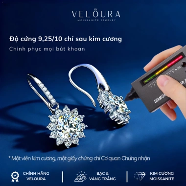 Bông Tai Nữ Kim Cương Moissanite 0,5 Carat Chính Hãng VELOURA - Hoa Hướng Dương GRA VJKT020 Giá Sale 1.629.000 VND