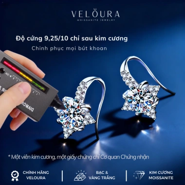 Bông Tai Nữ Kim Cương Moissanite 0.5ct Chính Hãng VELOURA Kiểu Ngôi Sao Giá Ưu Đãi 1.285.000 VND