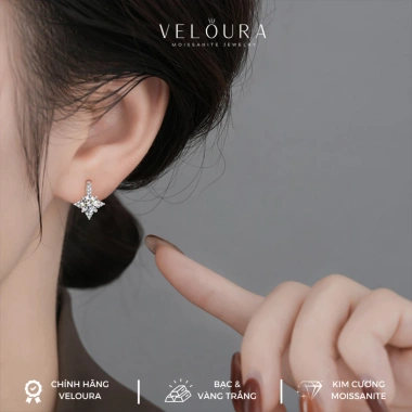Bông Tai Nữ Kim Cương Moissanite 0.5ct Chính Hãng VELOURA Kiểu Ngôi Sao Giá Ưu Đãi 1.285.000 VND