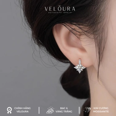 Bông Tai Nữ Kim Cương Moissanite 0.5ct Chính Hãng VELOURA Kiểu Ngôi Sao Giá Ưu Đãi 1.285.000 VND