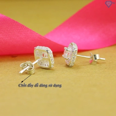 Bông tai nữ Moissanite 4.5ly mặt vuông GRA sang trọng – Giá chỉ 359.000đ