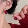Bông Tai Nữ Retro Cao Cấp Thu Đông Đỏ Nhung Ngọc Trai – Không Xỏ Tai, Giá 64.735đ
