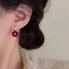 Bông Tai Nữ Retro Cao Cấp Thu Đông Đỏ Nhung Ngọc Trai – Không Xỏ Tai, Giá 64.735đ 3