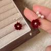 Bông Tai Nữ Retro Cao Cấp Thu Đông Đỏ Nhung Ngọc Trai – Không Xỏ Tai, Giá 64.735đ 6