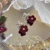 Bông Tai Nữ Retro Cao Cấp Thu Đông Đỏ Nhung Ngọc Trai – Không Xỏ Tai, Giá 64.735đ 8